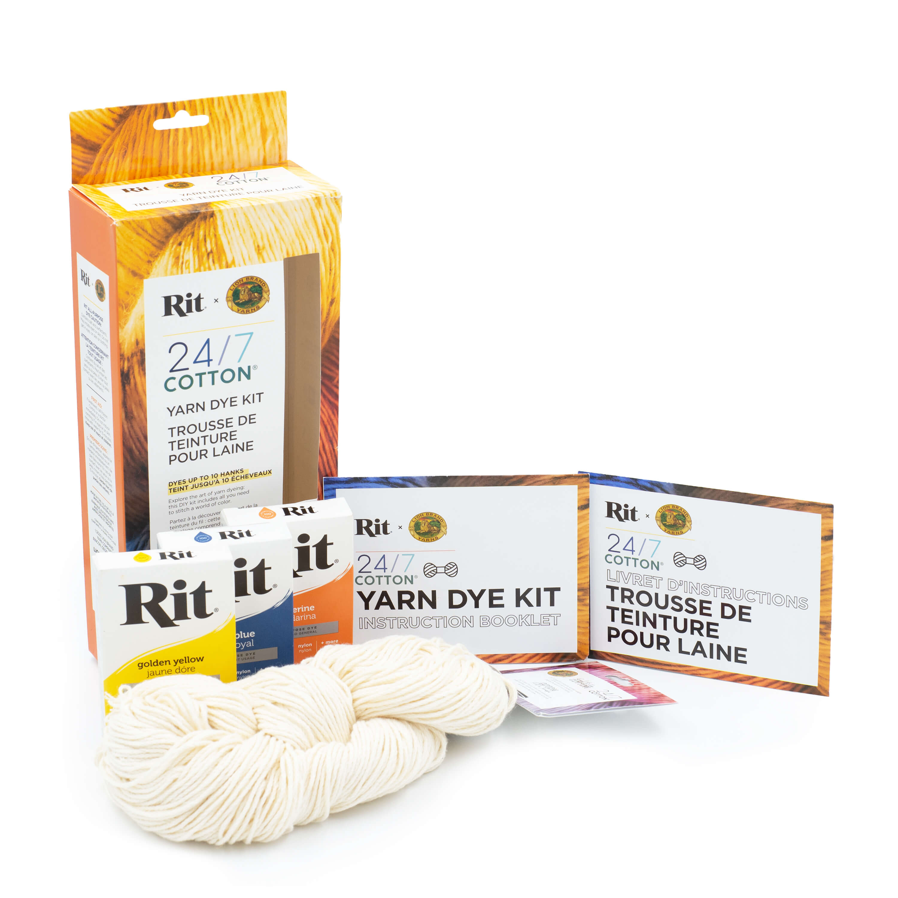 Rit® and Lion Brand® 24/7 Cotton® Yarn Dye Kit