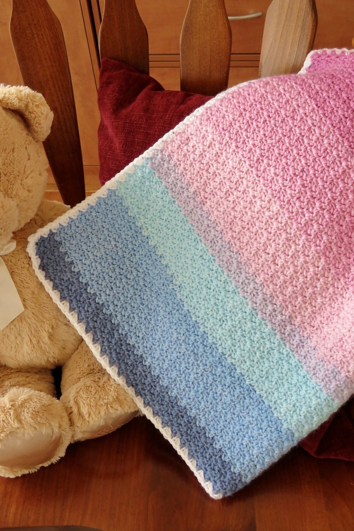 Pink & Blue Baby Bliss Blanket (Crochet)