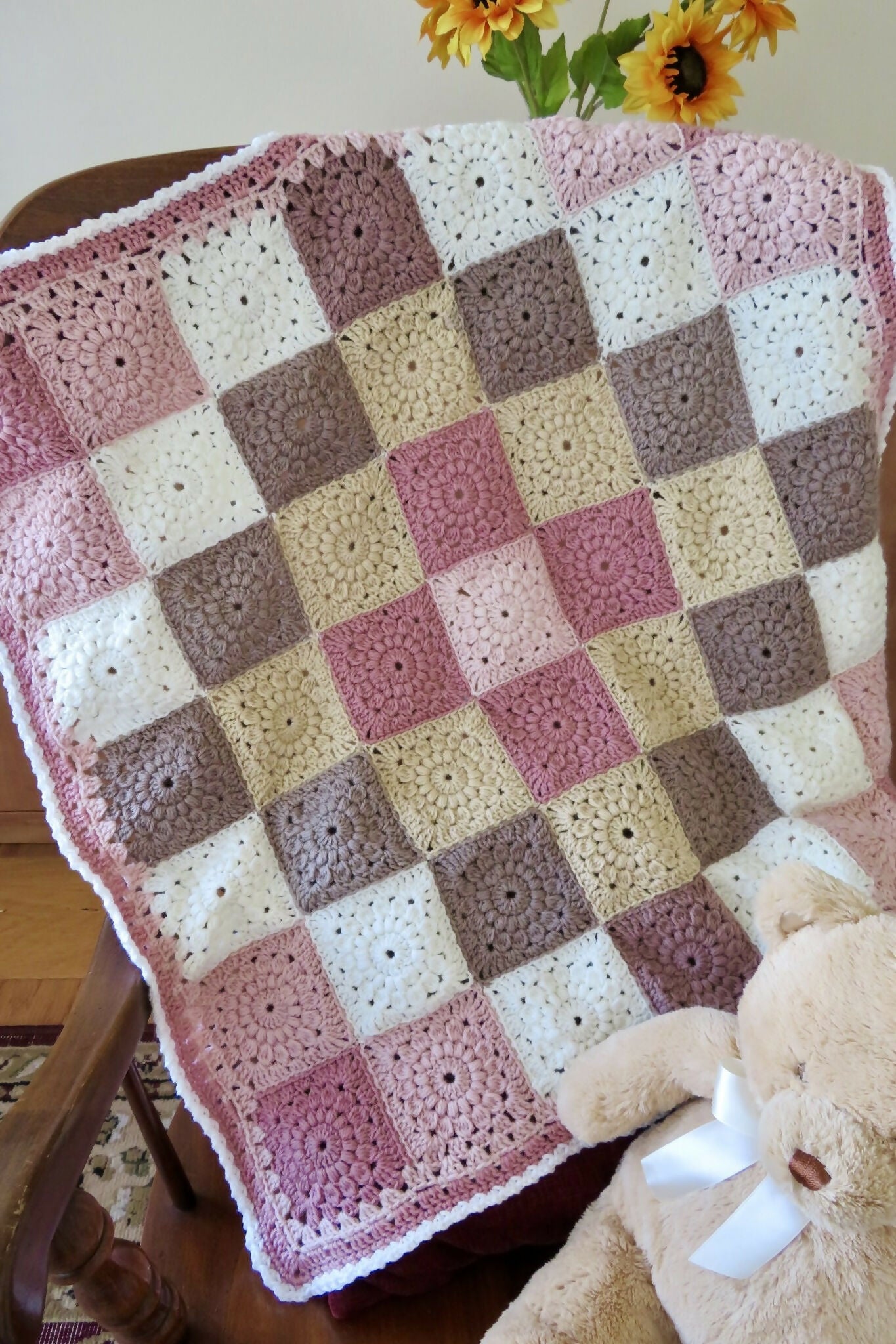 Wrapped in Sunbursts Mandala Baby Blanket (Crochet)